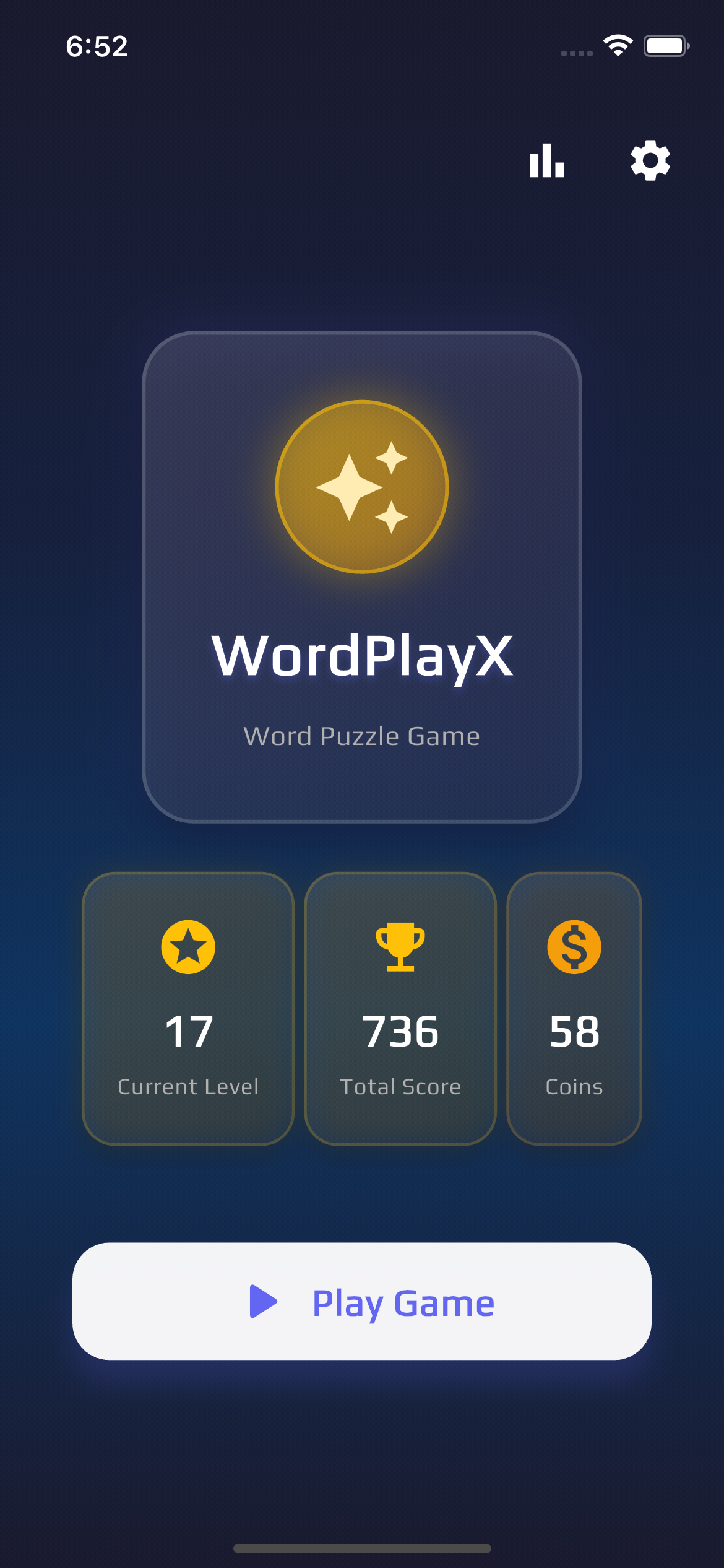 WordPlayX Home - Dark