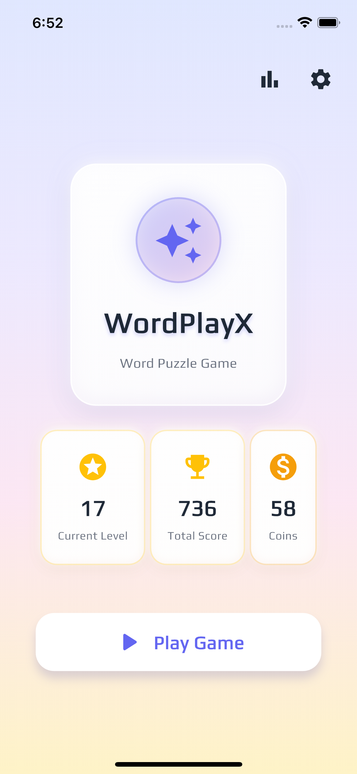 WordPlayX home — light theme